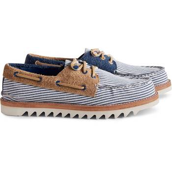 Sperry Cloud Authentic Original Seersucker 3-eye Tmavomodre - Panske Mokasíny